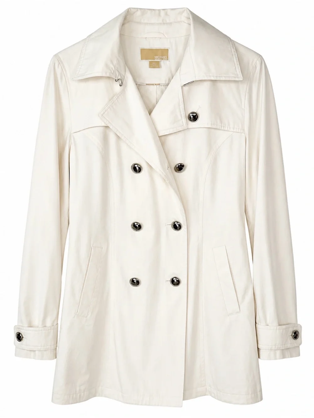 Michael Kors Cream Double-Breasted Trench Coat